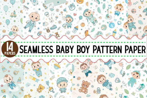 Download Seamless Baby Boy Pattern Paper Bundle - Premium Resources