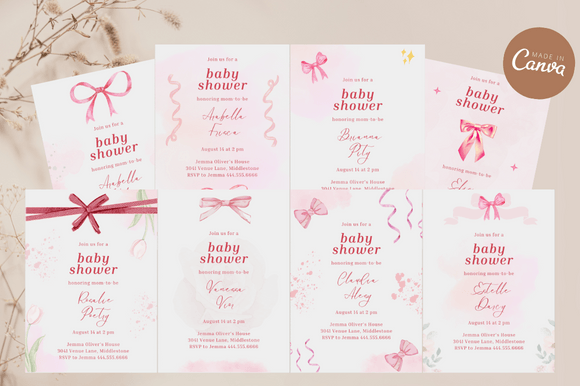 Download Coquette Baby Shower Invitation Bundles - Baby shower invitation Collection